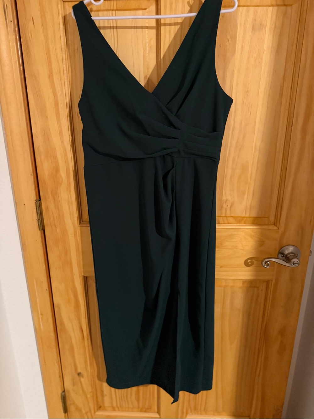 SHEIN Dark Green V‑Neck Wrap Midi Dress